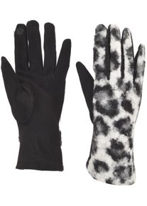 Baumwollhandschuhe styleBREAKER "Touchscreen Handschuhe mit Leoparden Muster", Damen, schwarz (schwarz, wei&szlig;), Obermaterial: 5% Elasthan EL. 95% Polyester PES., Modisch, Handschuhe Baumwollhandschuhe