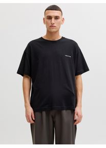 Jack & Jones T-Shirt JACK & JONES "JORMONTAUK BACK GRAPHIC TEE SSCN EA26 SN", Herren, Gr. XS, schwarz (schwarz detail:with bandana), Jersey, Obermaterial: 100% Baumwolle, bedruckt, loose fit normal, Rundhals, Shirts T-Shirt, Baumwolle, locker geschnitten
