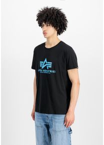 T-Shirt Alpha Industries "Basic T-Shirt BL", Herren, Gr. M, schwarz (schwarz, blau), Obermaterial: 100% Baumwolle, Shirts T-Shirt