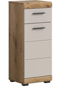 Unterschrank Welltime "SIENA, Breite 37cm, 1 T&uuml;r, 1 Schubkasten, 2 F&auml;cher, MDF-Front", evoke oak nachbildung, kaschmir matt, B:37cm H:88cm T:31cm, FSC-zertifizierter Holzwerkstoff, Schr&auml;nke, Unterschrank, in verschiedenen Farben erh&auml;ltlich, Badm&ouml;bel, Badschrank, Kommode, Bad
