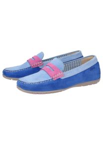 Slipper Sioux "Carmona-700", Damen, Gr. 44 (UK 9 1/2), blau, Obermaterial: 100% Kalbsveloursleder CAVL. 100% Gummi rubber., Schuhe Slipper