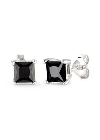Paar Ohrstecker Kuzzoi "Ohrringe Ohrstecker Quadrat Zirkonia Schwarz 925 Sterling Silber" Gr. 6, silber, Ohrringe, Herren, 6, Silber 925 (Sterlingsilber), Paar Ohrstecker