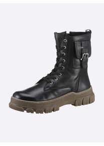 Schn&uuml;rstiefelette Andrea Conti, Damen, Gr. 36, schwarz, Glattleder, Leder, Schuhe Schn&uuml;rstiefelette