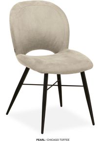 Esszimmerstuhl OMG DESIGN "Pearl", toffee, schwarz, toffee, B:50cm H:86cm T:62cm, Polyester, St&uuml;hle, Esszimmerstuhl, Esszimmerstuhl, pflegeleichter Bezug