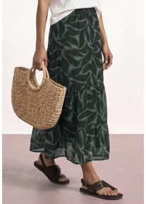 Maxirock Street One, Damen, Gr. 46, gr&uuml;n (deep bound gr&uuml;n), Web, Obermaterial: 100% Polyester, bedruckt, gebl&uuml;mt, normal lang, R&ouml;cke Maxirock, Sommer aus Chiffon mit Print/Weich fallende Volants