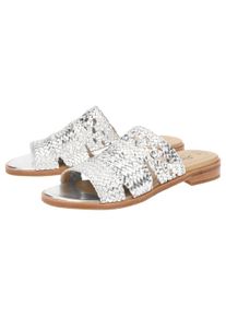 Pantolette Sioux "Cosinda-703", Damen, Gr. 40 (UK 6 1/2), silber, Obermaterial: 100% Ziegenleder goatskin. 100% Gummi rubber., Schuhe Pantolette