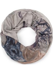 Loop styleBREAKER "Loop Schal mit Hirsch Print", Damen, grau (grau, mauve), Obermaterial: 80% Viskose CV. 20% Baumwolle CO., Modisch, Modet&uuml;cher Loop