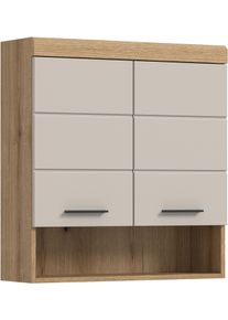 H&auml;ngeschrank Welltime "SIENA, Breite 74cm, 2 T&uuml;ren, 1 offenes F&auml;cher, MDF-Front", evoke oak nachbildung, kaschmir matt, B:74cm H:79cm T:24cm, FSC-zertifizierter Holzwerkstoff, Schr&auml;nke, H&auml;ngeschrank, in verschiedenen Farben erh&auml;ltlich, Badm&ouml;bel, Badschrank, Schrank, Bad