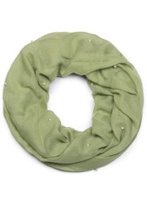 Loop styleBREAKER "Loop Schal mit Perlen Applikation", Damen, gr&uuml;n (oliv), Obermaterial: 50% Viskose CV. 50% Baumwolle CO., Modisch, Modet&uuml;cher Loop