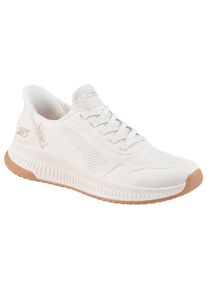 Slip-On Sneaker Skechers "BOBS SQUAD 4", Damen, Gr. 35, wei&szlig;, Lederimitat, Schuhe Slip-On Sneaker, Slipper, Freizeitschuh mit Slip-ins zum Schlupfen