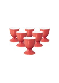Eierbecher Seltmann Weiden "Eierbecher Liberty Pure Colors &oslash; 4,9 cm 6er Set", rot (flamingo rot), B:4,9cm H:6,4cm &Oslash;:4,9cm, Porzellan, Eierbecher, Eierbecher, Sp&uuml;lmaschinenfest, Mikrowellensicher, Ofenfest