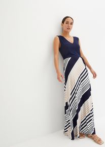 bonprix Maxikleid aus softem Viskose-Mix, blau, Gr.52/54 (XXL), sommerliches Maxikleid mit bedrucktem Rock, aus Viskose