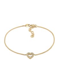 Armkette Elli "Armband Herz Romantik Wei&szlig; 925 Sterling Silber, mit Kristallen von Swarovski(R)" Gr. 16, gold, Armb&auml;nder, Damen, Silber 925 (Sterlingsilber), Armkette