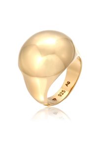Siegelring Elli Premium "Ring Chunky Statement 925 Sterling Silber vergoldet" Gr. 52, gold, Fingerringe, Damen, 52, Silber 925 (Sterlingsilber), Siegelring