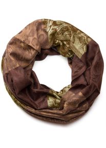Loop styleBREAKER "Loop mit Hibiskus Bl&uuml;ten und Paisley Muster", Damen, braun (braun, hellbraun, creme), Obermaterial: 100% Viskose CV., Modisch, Modet&uuml;cher Loop
