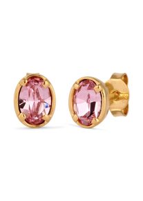 Paar Ohrstecker Elli "Ohrringe Ohrstecker Oval Rosa 925 Sterling Silber, mit Kristallen von Swarovski" Gr. 7, gold, Ohrringe, Damen, Silber 925 (Sterlingsilber), Paar Ohrstecker