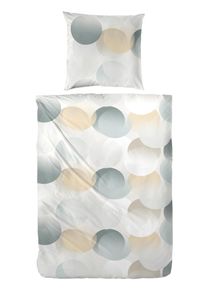 Bettw&auml;sche Primera "Perkal-Bettw&auml;sche Zeitreise", gr&uuml;n, B/L: 135cm x 200cm, 1 Stk., 1 Stk., Perkal, B/L: 80cm x 80cm, 2 Stk., Perkal, Obermaterial: 100% Baumwolle, Bettw&auml;sche, Bettw&auml;sche, mit Kreisen