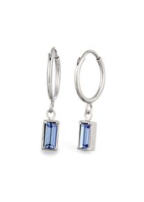 Paar Creolen Elli "Ohrringe Creolen mit Glas Kristalle Blau 925 Sterling Silber" Gr. 28, silber, Ohrringe, Damen, Silber 925 (Sterlingsilber), Paar Creolen