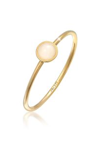 Silberring Elli Premium "Ring Solit&auml;r Rosa Quarz Edelstein 375 Gelbgold" Gr. 58, rosa, Fingerringe, Damen, 58, Gelbgold 375, Silberring