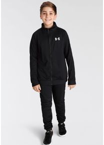 Trainingsanzug Under Armour "UA RIVAL KNIT TRACK SUIT", Jungen, Gr. XS, schwarz-wei&szlig; (schwarz, wei&szlig;), Obermaterial: 100% Polyester, Sportanz&uuml;ge Trainingsanzug, F&uuml;r Kinder - Material innen weich angeraut