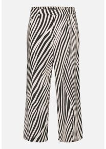 Culotte Betty Barclay "Culotte mit Bundfalten", Damen, Gr. 48, EURO, schwarz (schwarz, beige), Obermaterial: 55% Leinen LI. 45% Viskose CV., Hosen Culotte