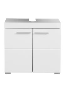 Waschbeckenunterschrank Welltime "Avena", wei&szlig;, wei&szlig; hochglanz, B:60cm H:56cm T:34cm, Schr&auml;nke, Waschbeckenunterschrank, Waschtisch 2t&uuml;rig- Aussparung 26/8 cm - (B/T/H) 60/34/56 cm