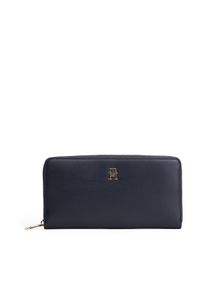 Geldb&ouml;rse Tommy Hilfiger "TH ICON LRG ZA", Damen, blau (dunkelblau), Lederimitat, Kleinlederwaren Geldb&ouml;rse, Damen Geldbeutel, Portemonnaie mit edlem TH-Logoelement