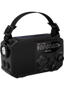 Philips Notfallradio "TAR1609/00 Solarradio Kurbelradio", schwarz, B:15cm H:9cm T:6,8cm, Radios, Kurbelradio, LED-Leuchte, lauter SOS-Alarm + Blinkleuchte, USB-C,USB-A, Notfallradio