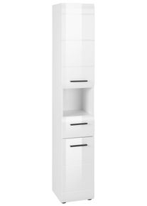 Hochschrank Welltime "Sovana", wei&szlig;, wei&szlig; hochglanz, B:30cm H:182cm T:31cm, Holzwerkstoff, Schr&auml;nke, Hochschrank, Badezimmerschrank in Hochglanzoptik - (B/T/H) 30/31/182 cm