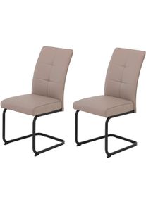 Freischwinger Hela "Freischwinger TOLEDO mit Komfortsitz, gepolstert, Bezug Microfaser", braun (cappuccino, schwarz, cappuccino), B:46cm H:98cm T:62cm, Kunstleder, Metall, Polyester, St&uuml;hle, Freischwinger, Esszimmerstuhl, pflegeleicht, Vierkantrohrgestell pulverbeschichtet