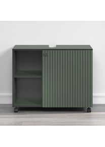 Waschbeckenunterschrank Welltime "Amrum", gr&uuml;n, B:80cm H:64cm T:42cm, Schr&auml;nke, Waschbeckenunterschrank, Waschtisch auf Rollen - (B/T/H) wahlweise 60-80/42/64 cm