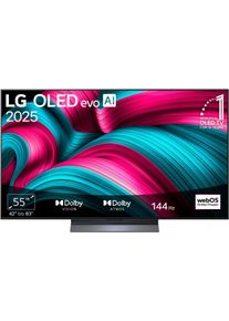 LG OLED-Fernseher "OLED55C5ELB", Energieeffizienz: G, grau (grau, schwarz), 55, Fernseher, OLED-Fernseher