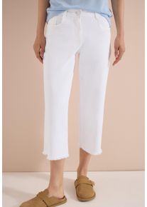 3/4-Jeans Cecil "Style Neele White", Damen, Gr. 29, N-Gr, wei&szlig;, Denim/Jeans, Obermaterial: 78% Baumwolle, 21% Elastomultiester, 1% Elasthan. Futter: 52% Polyester, 48% Baumwolle, unifarben, loose fit 3/4-L&auml;nge, Jeans 3/4-Jeans, Wide Leg / mit Stretch