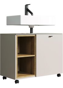 Waschbeckenunterschrank Welltime "San Pedro", kaschmir und eiche, B:80cm H:64cm T:42cm, Schr&auml;nke, Waschbeckenunterschrank, Waschbeckenunterschrank a. Rollen, Soft-Close 80/42/64 cm