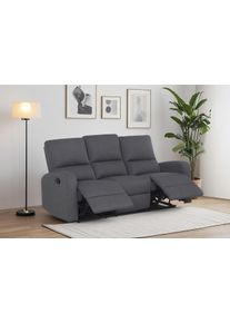 3-Sitzer Home Affaire "TOURNAY manuelle Relaxfunktion, Liegefunktion (105-135), Webstoff", grau (dunkelgrau), B:188cm H:96cm T:93cm, Sofas, 3-Sitzer, Reclinerfunktion in 2 Sitzen (links u. rechts)