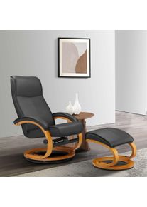 Relaxsessel Home Affaire "mit Hocker PARIS - OTTO. Verl&auml;ssliche Qualit&auml;t.", grau, B:67cm H:107cm T:78cm, Kunstleder/PU NaturLeder ( echtes Rindsleder ) in Sitz und R&uuml;cken. Korpus in passendem Softlux-Kunstleder bezogen., Sessel, Relaxsessel, Relaxfunktion, Dreh- und Kippfunktion, Unser Dauertiefpreis