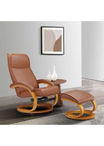 Relaxsessel Home Affaire "mit Hocker PARIS - OTTO. Verl&auml;ssliche Qualit&auml;t.", braun (cognac), B:67cm H:107cm T:78cm, Kunstleder/PU NaturLeder ( echtes Rindsleder ) in Sitz und R&uuml;cken. Korpus in passendem Softlux-Kunstleder bezogen., Sessel, Relaxsessel, Relaxfunktion, Dreh- und Kippfunktion, Unser Dauertiefpreis
