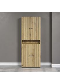 Hochschrank Welltime "Amrum", eiche, B:70cm H:188cm T:31cm, Holzwerkstoff, Metall, Schr&auml;nke, Hochschrank, Badezimmerschrank mit und ohne Schublade - (B/T/H) 40-70/31/186 cm