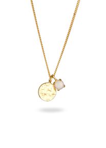 Kette ohne Anh&auml;nger Elli "Halskette Pl&auml;ttchen Synthetischer Opal Wei&szlig; 925 Sterling Silber" Gr. 40, gold, Halsketten, Damen, Silber 925 (Sterlingsilber), Kette ohne Anh&auml;nger