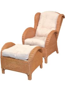 Ohrensessel, gelb (honigfarben), B:66cm H:96cm T:89cm, HOFMANN LIVING AND MORE, Sessel, Ohrensessel, Handgeflochten