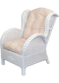 Ohrensessel, wei&szlig;, B:66cm H:96cm T:89cm, HOFMANN LIVING AND MORE, Sessel, Ohrensessel, Handgeflochten