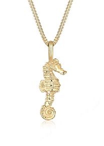 Kette mit Anh&auml;nger Elli "Halskette Anh&auml;nger Seepferdchen 925 Sterling Silber" Gr. 45, gold, Halsketten, Damen, ohne Stein, Silber 925 (Sterlingsilber), Kette mit Anh&auml;nger