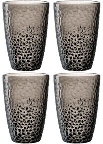 Gl&auml;ser-Set Leonardo "MATERA", grau (anthrazit), H:12cm &Oslash;:8,4cm, Glas, Trinkgef&auml;&szlig;e, Gl&auml;ser-Set, 340 ml, 4-teilig