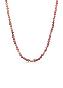 Silberkette Elli Premium "Halskette Perlen Rhodonite Pink 925 Sterling Silber vergoldet" Gr. 40, pink, Halsketten, Damen, Silber 925 (Sterlingsilber), Silberkette
