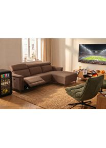 Ecksofa OTTO HOME "LUND, L-Form, 261cm, man. o. elektr. Relaxfunktion (mit USB-A)", mocca, B:261cm H:97cm T:179cm, Sofas, Ecksofa