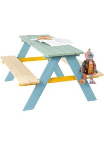 Garten-Kindersitzgruppe Pinolino "Nicki", bunt, Sitzm&ouml;bel-Sets, Kinder, B/H/T: 90cm x 50cm x 79cm, Massivholz, Garten-Kindersitzgruppe, Picknicktisch, BxHxT: 90x79x50 cm, B:90cm H:50cm T:79cm