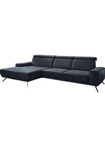 Ecksofa DIE PLANBAR "PN-EM22041 L-Form", blau (nightblau), B:335cm H:89cm T:188cm, Sofas, Ecksofa, wahlweise motorisches Canape oder Sitztiefenverstellung