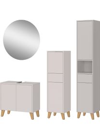 Badm&ouml;bel-Set Germania "GW-Arnea", beige (kaschmir), Holzwerkstoff, Kastenm&ouml;bel-Sets, Badm&ouml;bel-Set