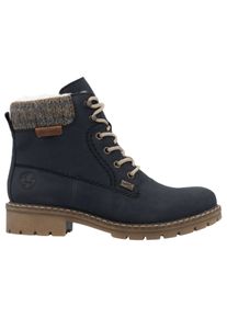 Winterstiefelette Rieker, Damen, Gr. 42, blau (nachtblau), Nubuklederimitat, Textil, unifarben, Schuhe Winterstiefelette, Schn&uuml;rboots, Stiefelette mit wasserabweisender RiekerTEX-Membran, Topseller