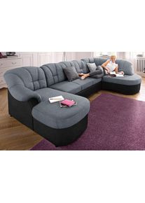 Wohnlandschaft DOMO collection "FLORES 293x180x86 cm, hochwertig, komfortabel, U-Form", silber (schwarz, silberfarben), B:293cm H:86cm T:180cm, NaturLEDER (echtes Rindsleder) in Sitz und R&uuml;cken. Korpus in passendem Kunstleder SOFTLUX bezogen;Microfaser PRIMABELLE (100% Polyester) / Struktur ( 100% Polyester );Kunstleder SOFTLUX / Struktur ( 90% Polyester, 10% Polyacryl ), Sofas, Wohnlandschaft, wa